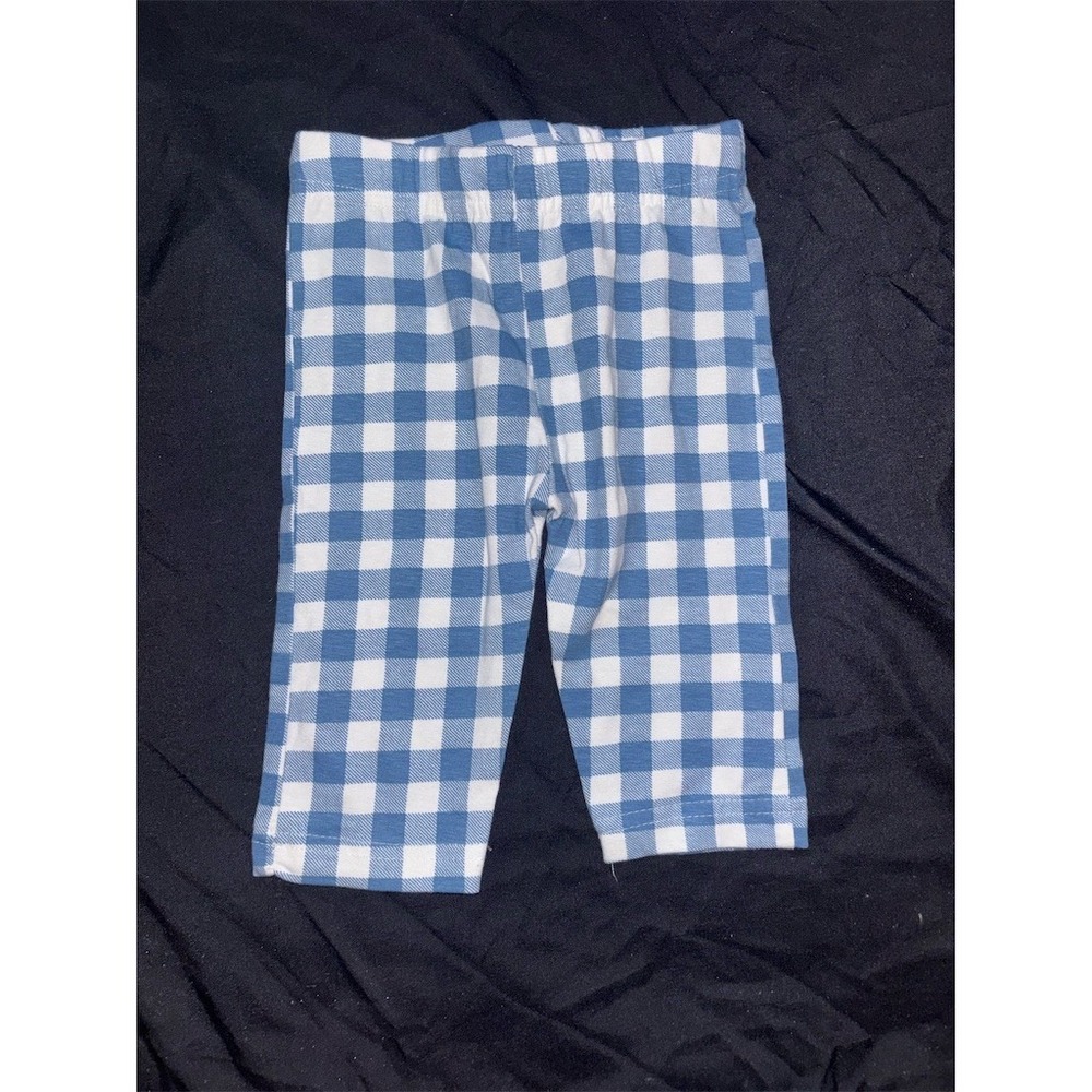 Rare Editions Baby Girl Leggings Pants 12M Blue White Gingham Pull-On picnic